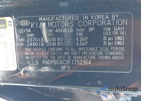 2015 Kia Sportage Lx z USA, uszkodzony, nr VIN KNDPBCAC0F7752364